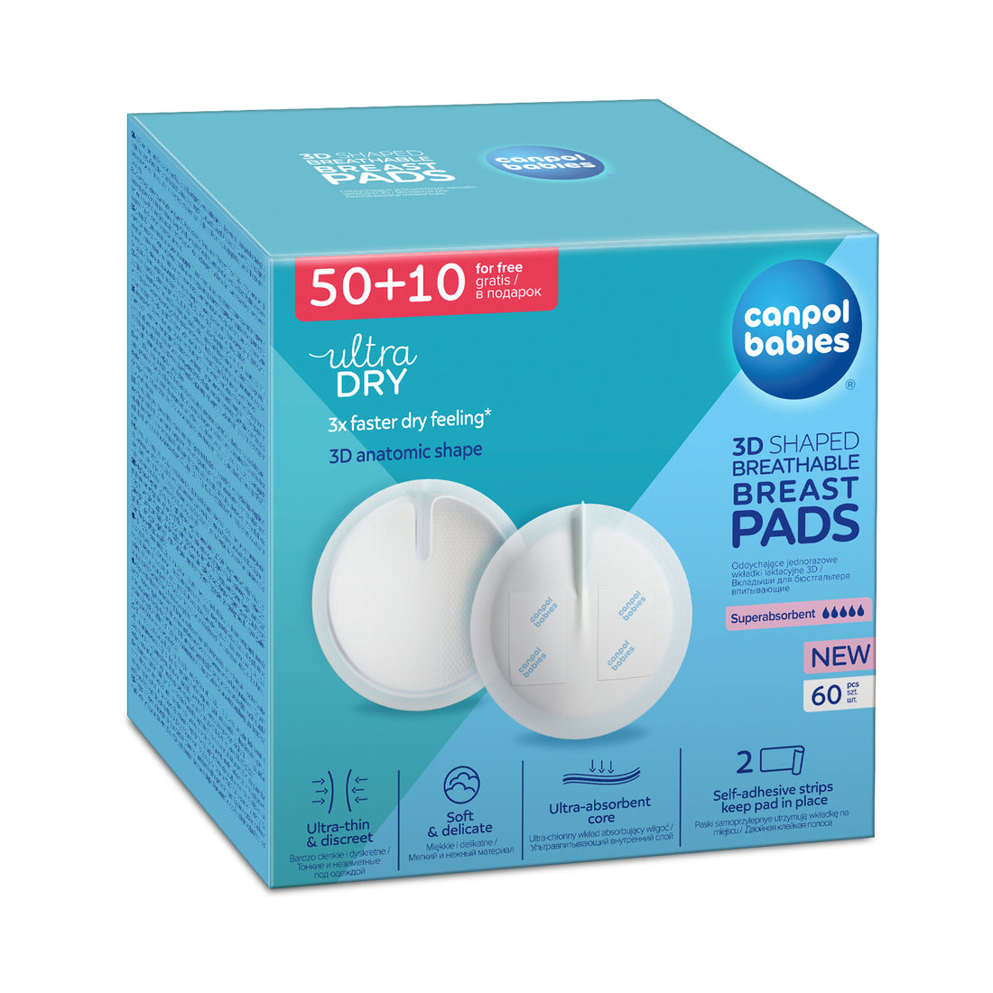 Canpol babies 3D Shaped Breathable Disposable Breast Pads 60 pcs