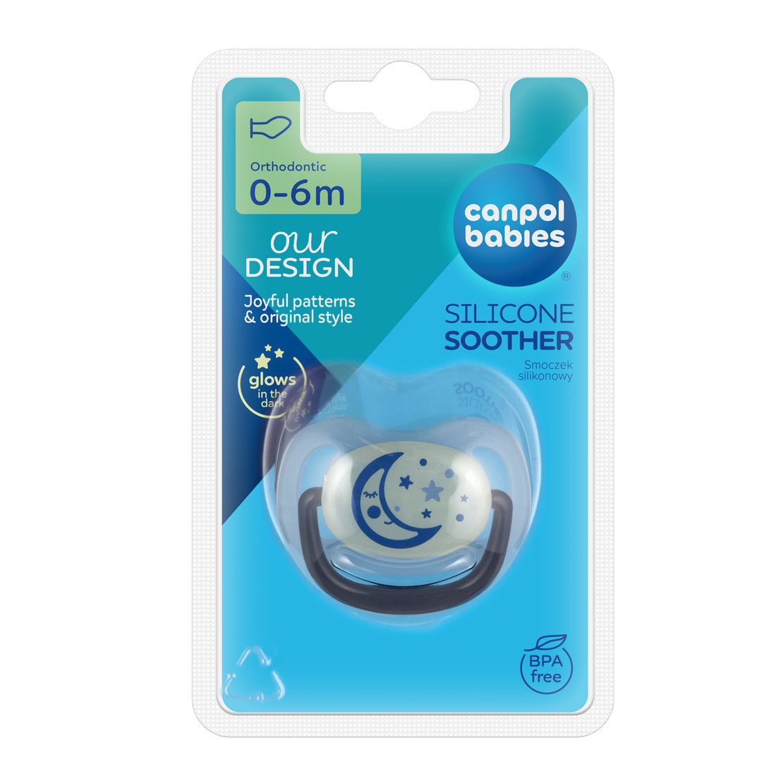 Canpol babies Silicone Orthodontic Soother 0-6m NIGHT DREAMS blue