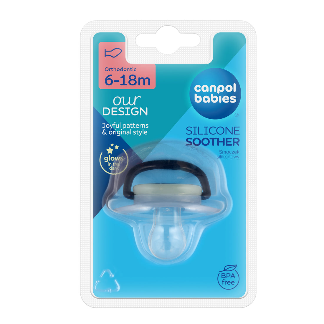 Canpol babies Silicone Orthodontic Soother 6-18m NIGHT DREAMS blue