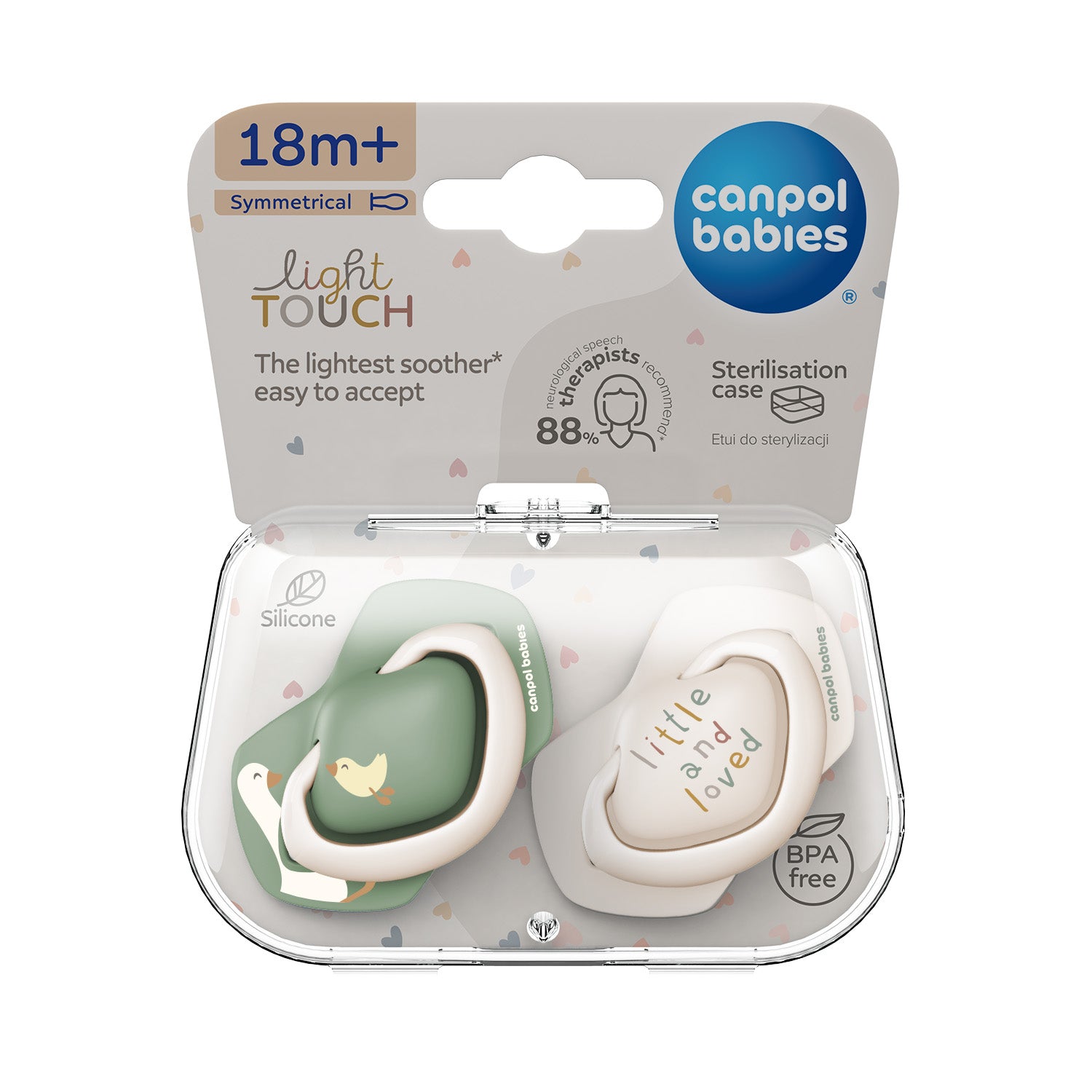 Canpol babies Silicone Soother Light touch 18m+ Symmetrical GOOSE 2 pcs