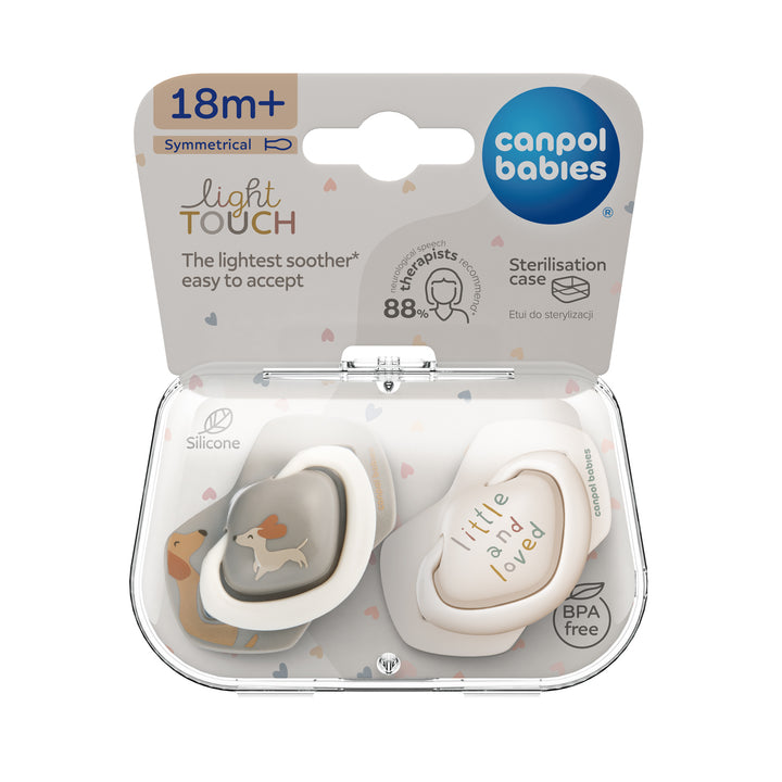 Canpol babies Silicone Soother Light touch 18m+ Symmetrical DOGS 2 pcs