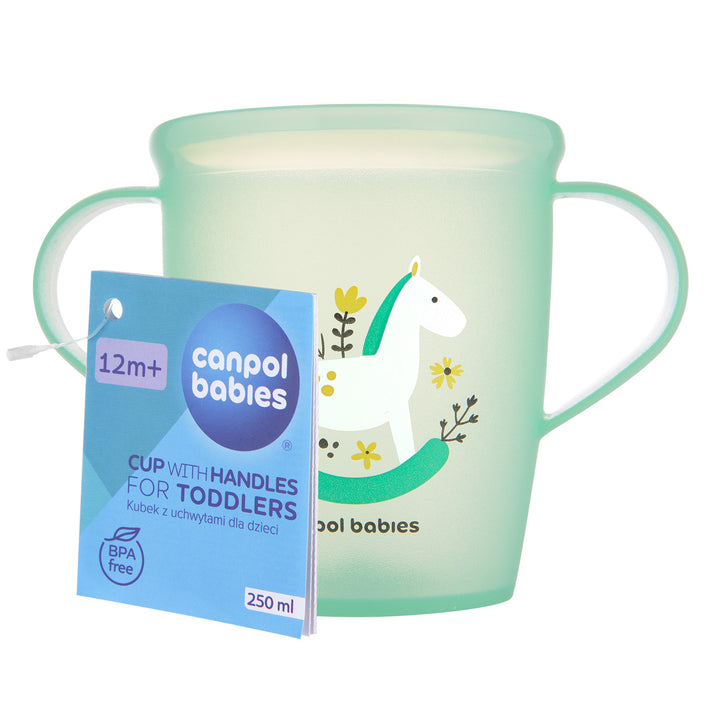 Canpol babies Open Cup with Two Handles for Toddlers 250 ml TOYS green