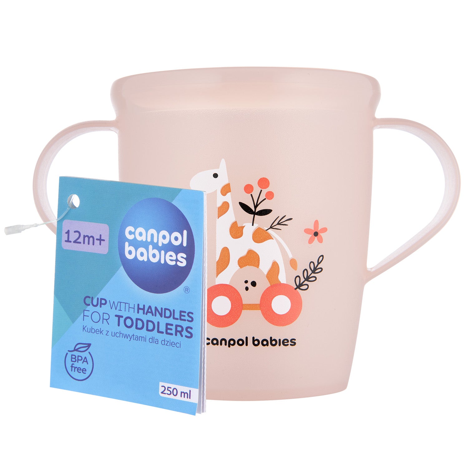 Canpol babies Open Cup with Two Handles for Toddlers 250 ml TOYS coral
