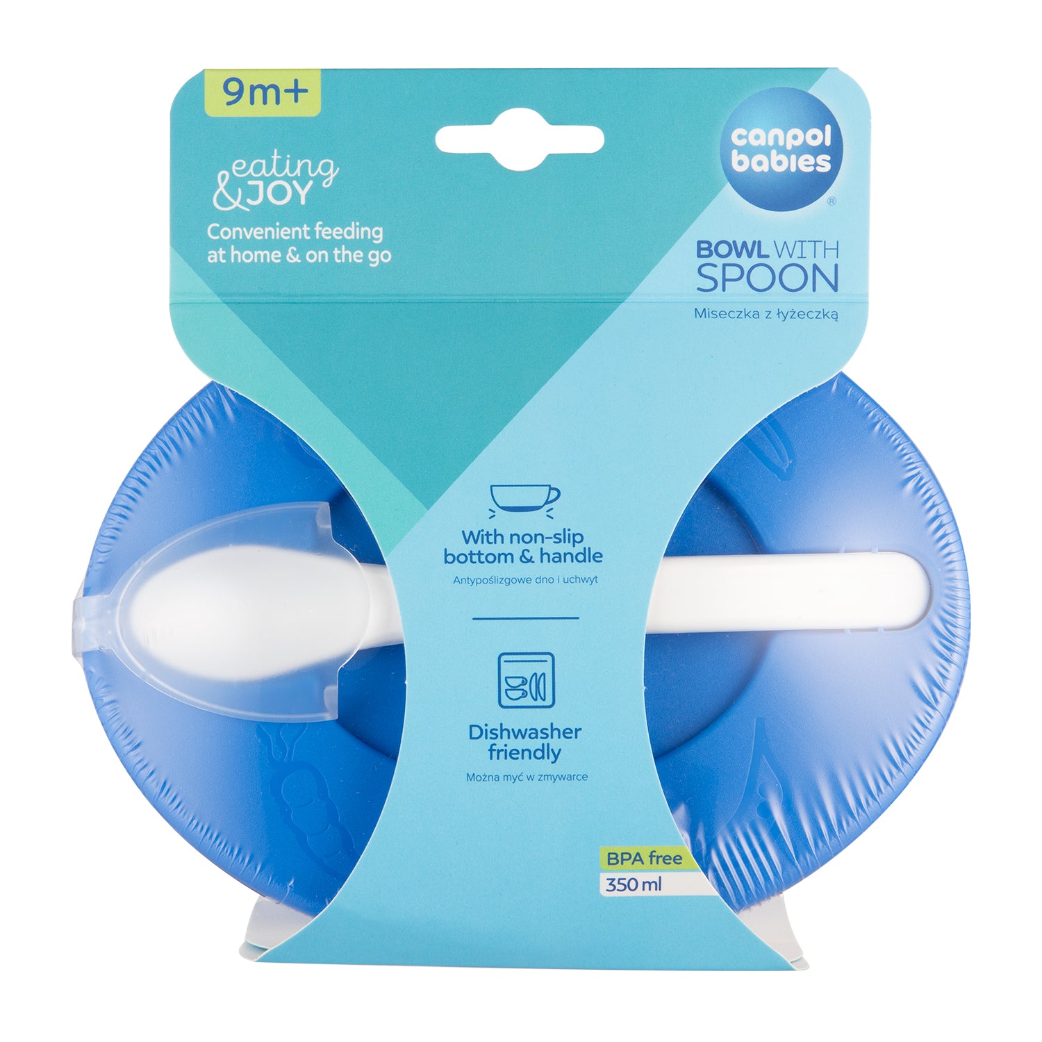 Canpol babies Bowl with Spoon and Lid 350ml LITTLE COW blue