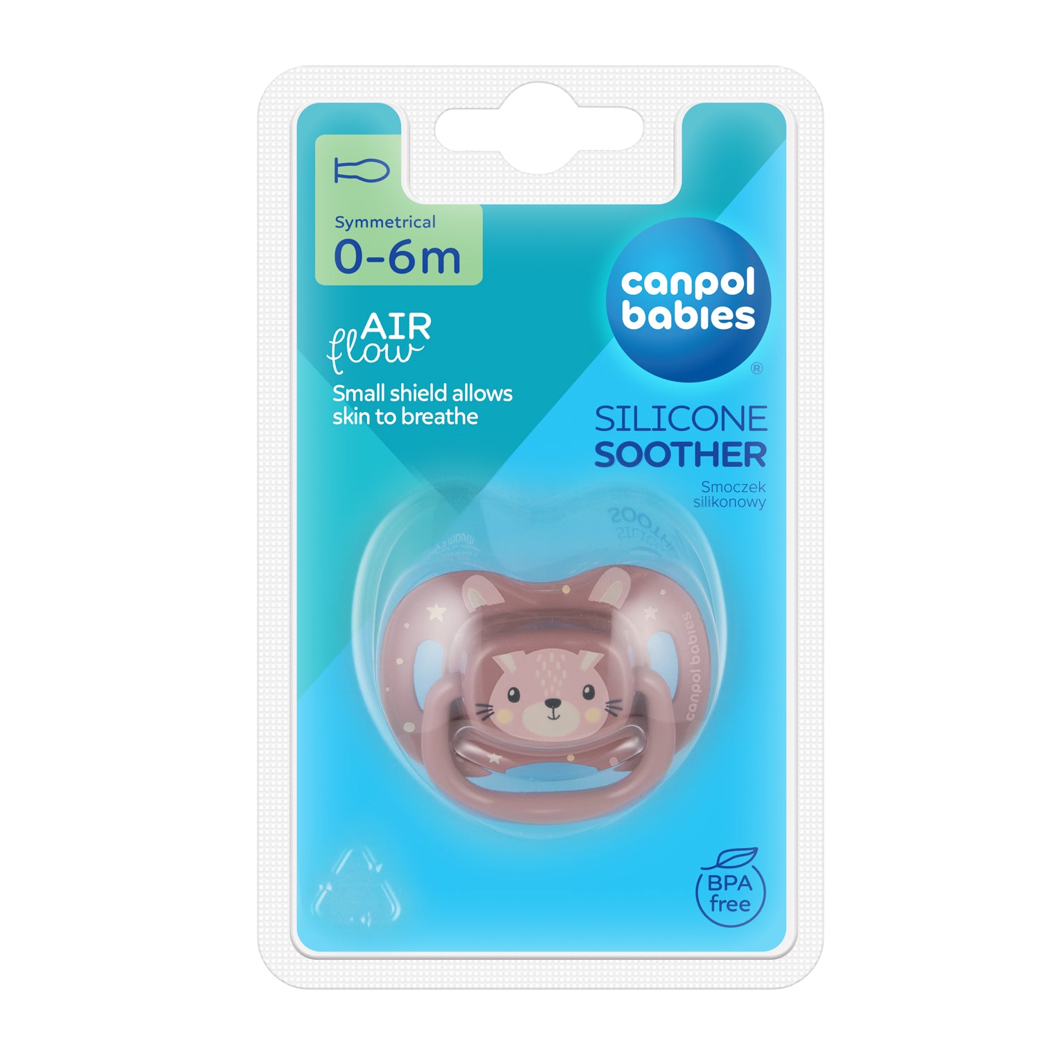 Canpol babies Silicone Symmetrical Soother 0-6m CUTE ANIMALS pink