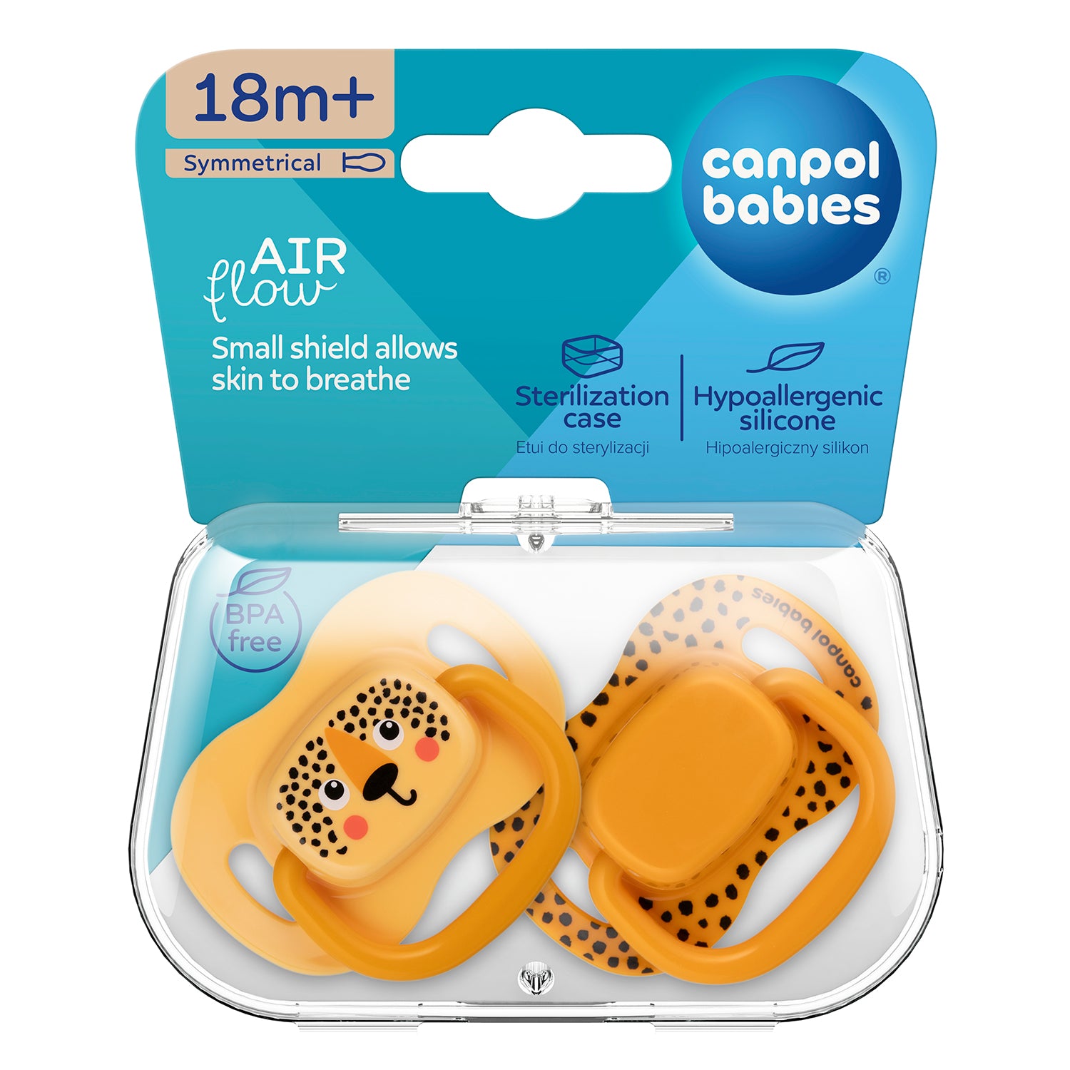 Canpol babies Silicone Symmetrical Soother 18m+ BabiesBoo orange 2 psc