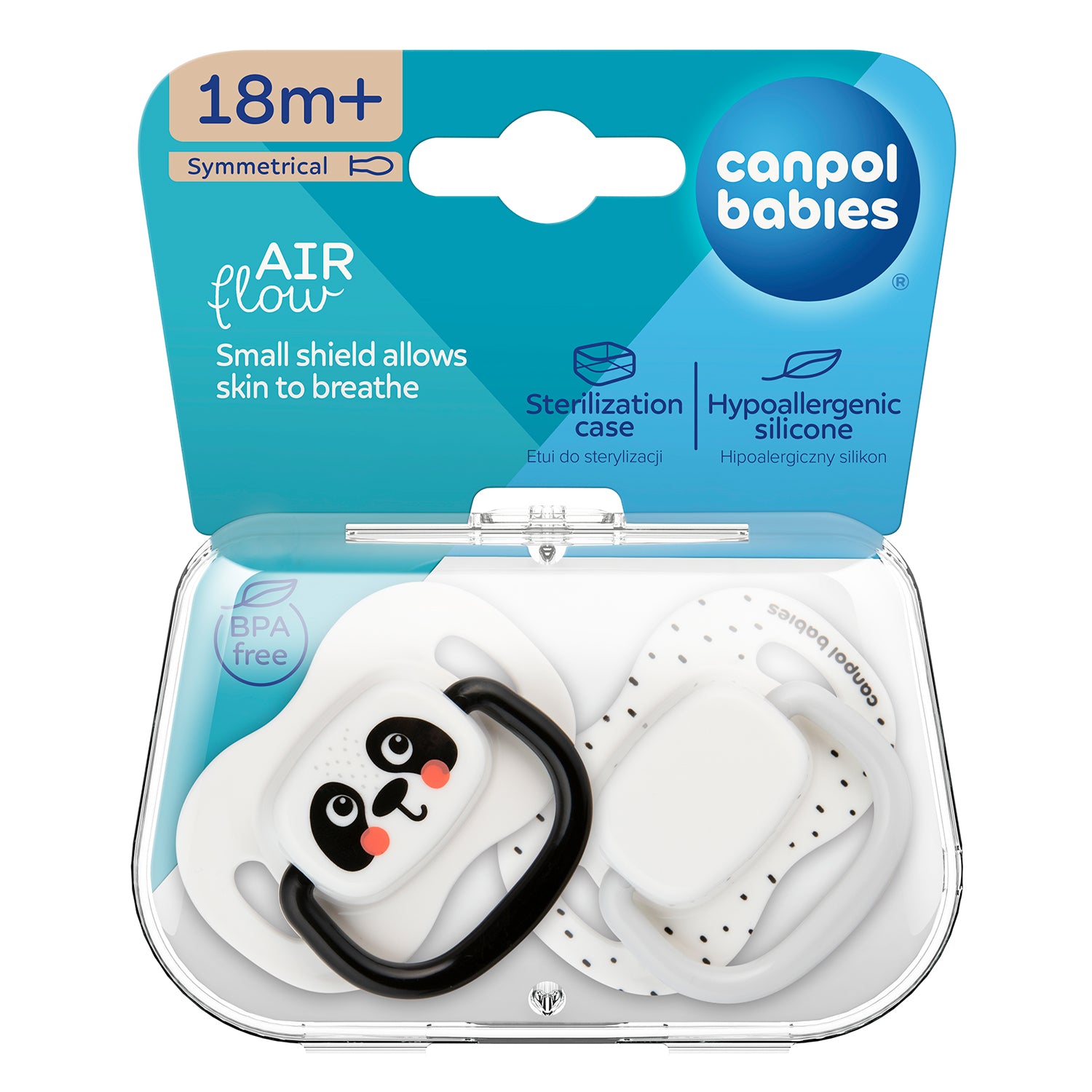 Canpol babies Silicone Symmetrical Soother 18m+ BabiesBoo white 2 psc