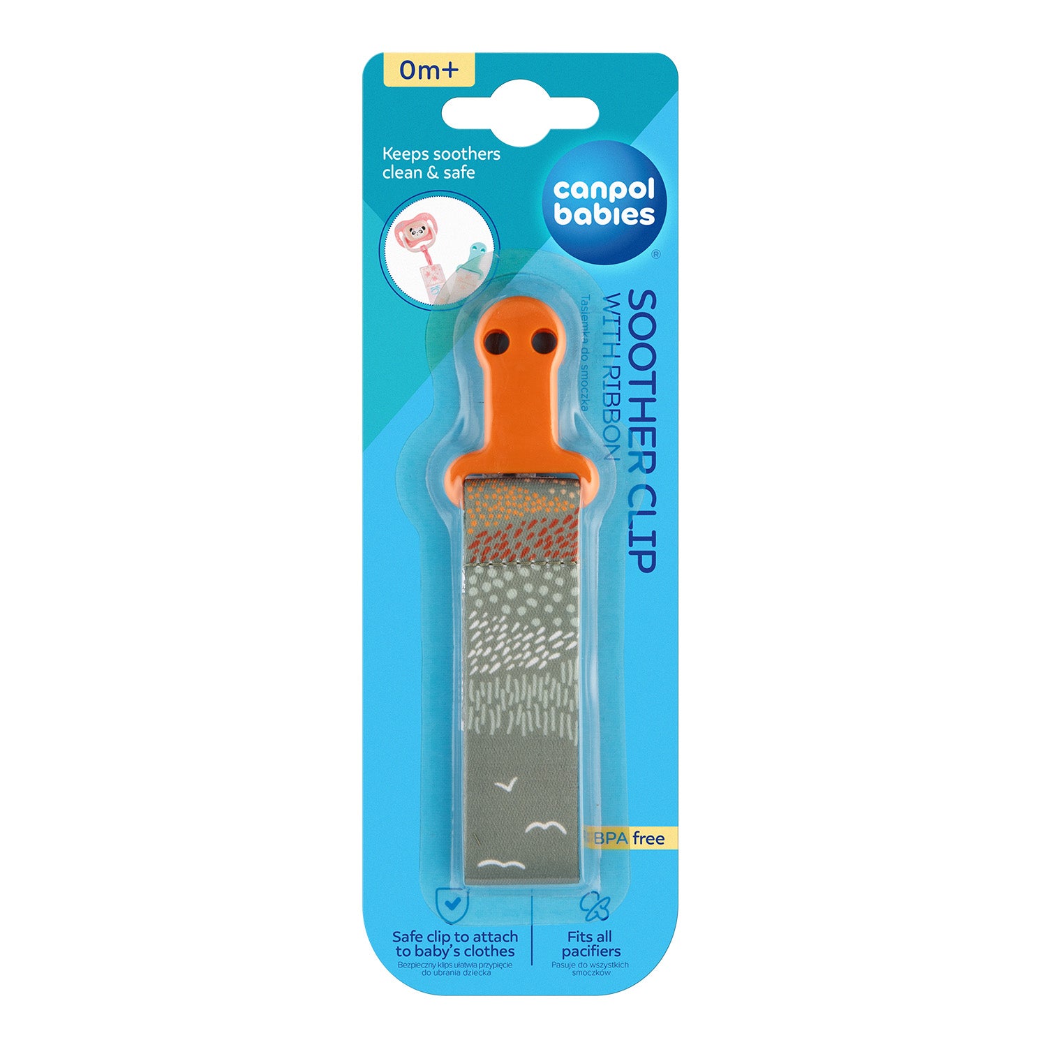 Canpol babies Soother Clip with Ribbon MOUNTAINS green