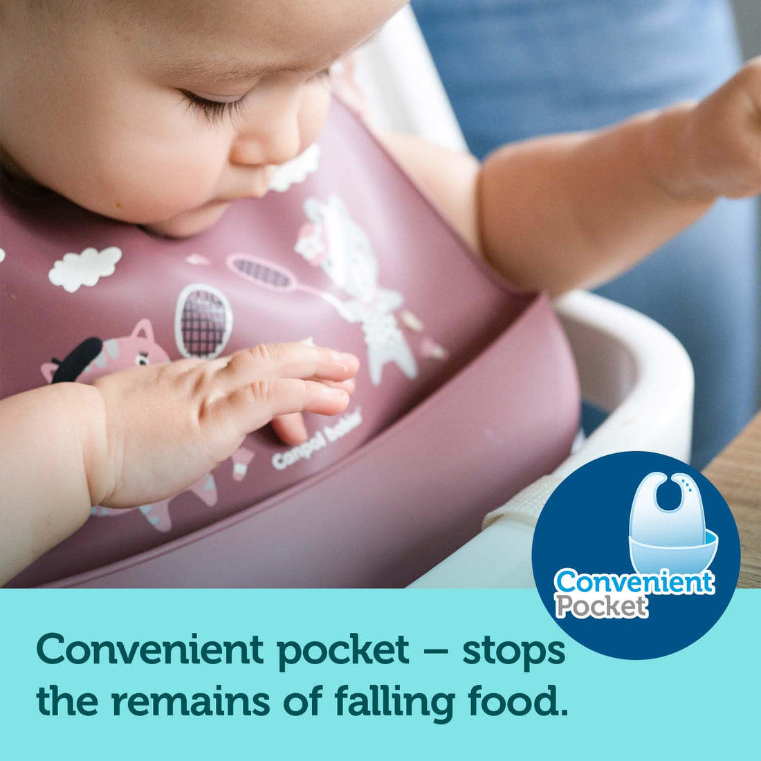 Canpol babies Silicone Bib with Pocket BONJOUR PARIS dark red