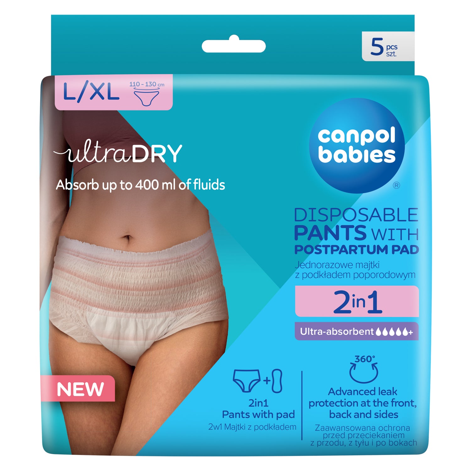 Canpol babies 2in1 Breathable Ultra-absorbent Disposable Postpartum Pants with Pad L/XL 5 pcs