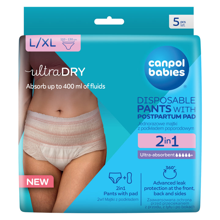Canpol babies 2in1 Breathable Ultra-absorbent Disposable Postpartum Pants with Pad L/XL 5 pcs
