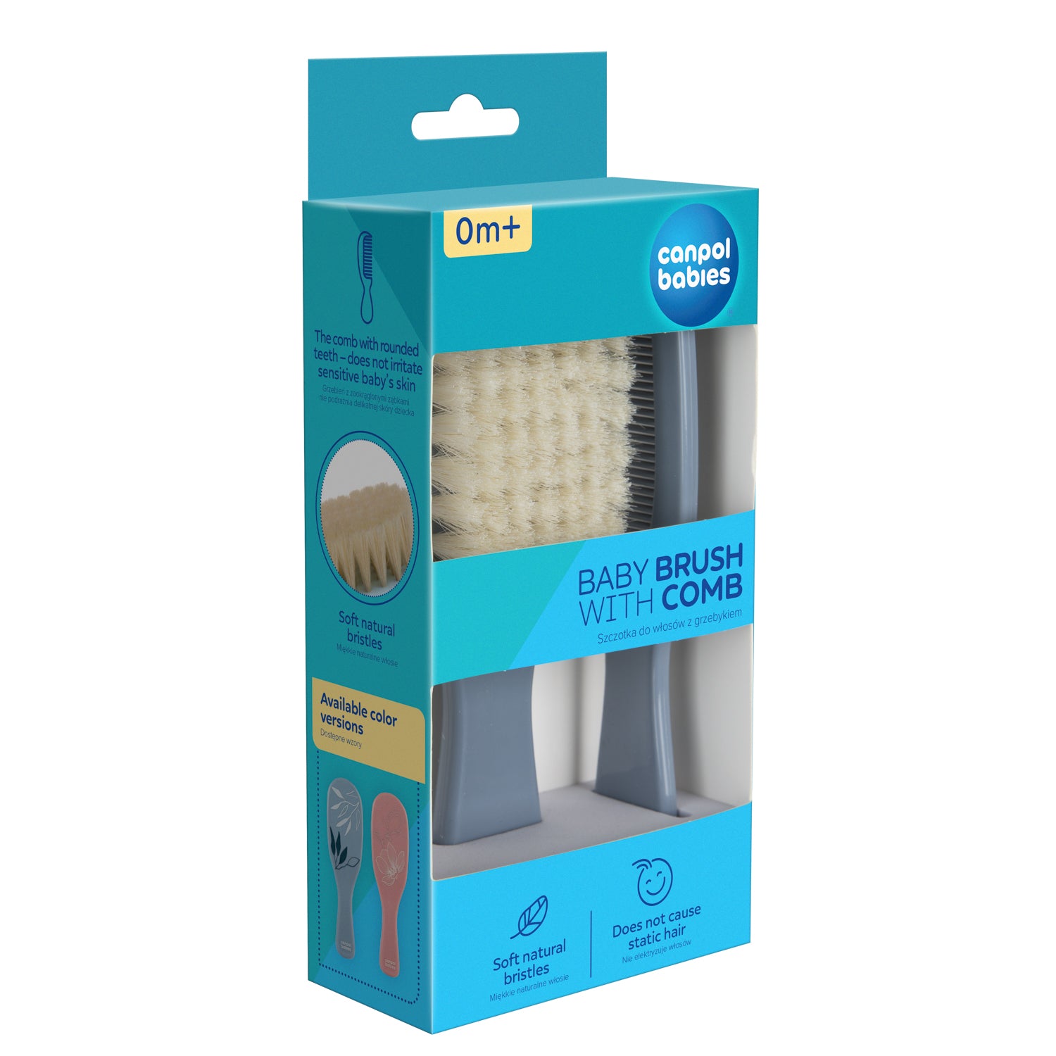 Canpol babies Brush and Comb with Natural Bristles GOLD  blue