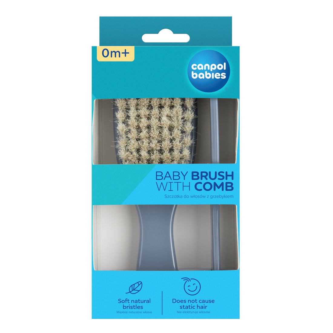 Canpol babies Brush and Comb with Natural Bristles GOLD  blue