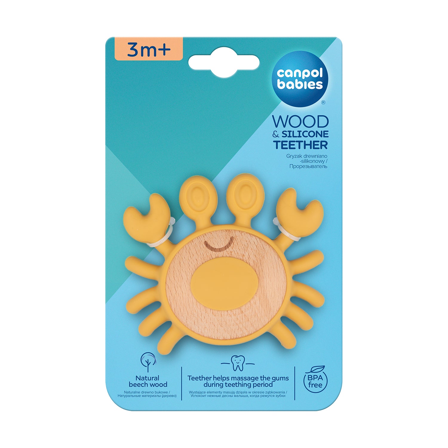 Canpol babies Wooden-Silicone Teether for Babies CRAB