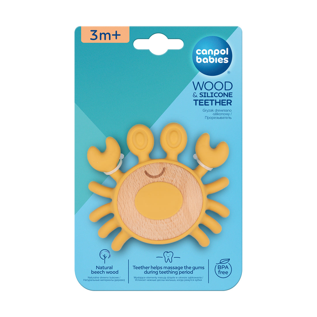 Canpol babies Wooden-Silicone Teether for Babies CRAB